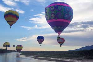 Lucy in the Sky flying at balloon Fiesta in Albuquerque, NMT